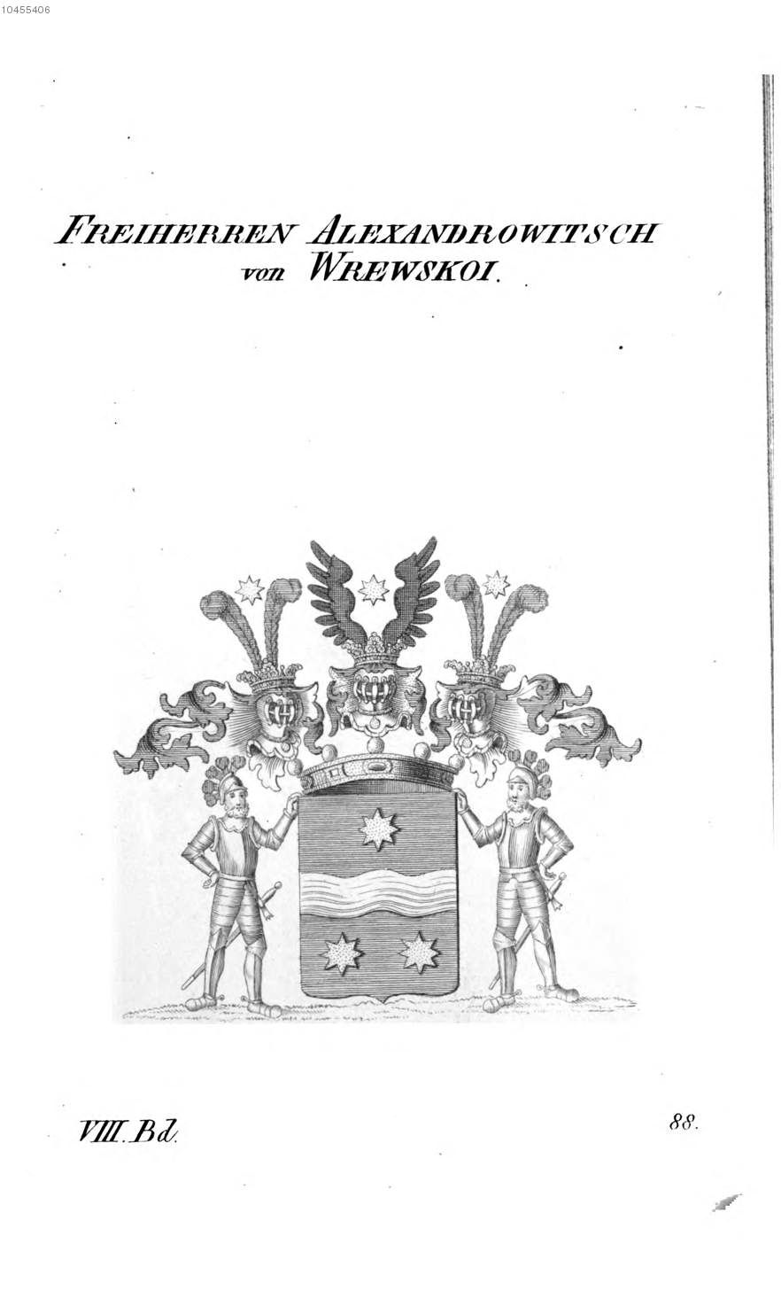 Alexandrowitsch von Wrewskoi — Tyroff オーストリア君主国紋章集の原図