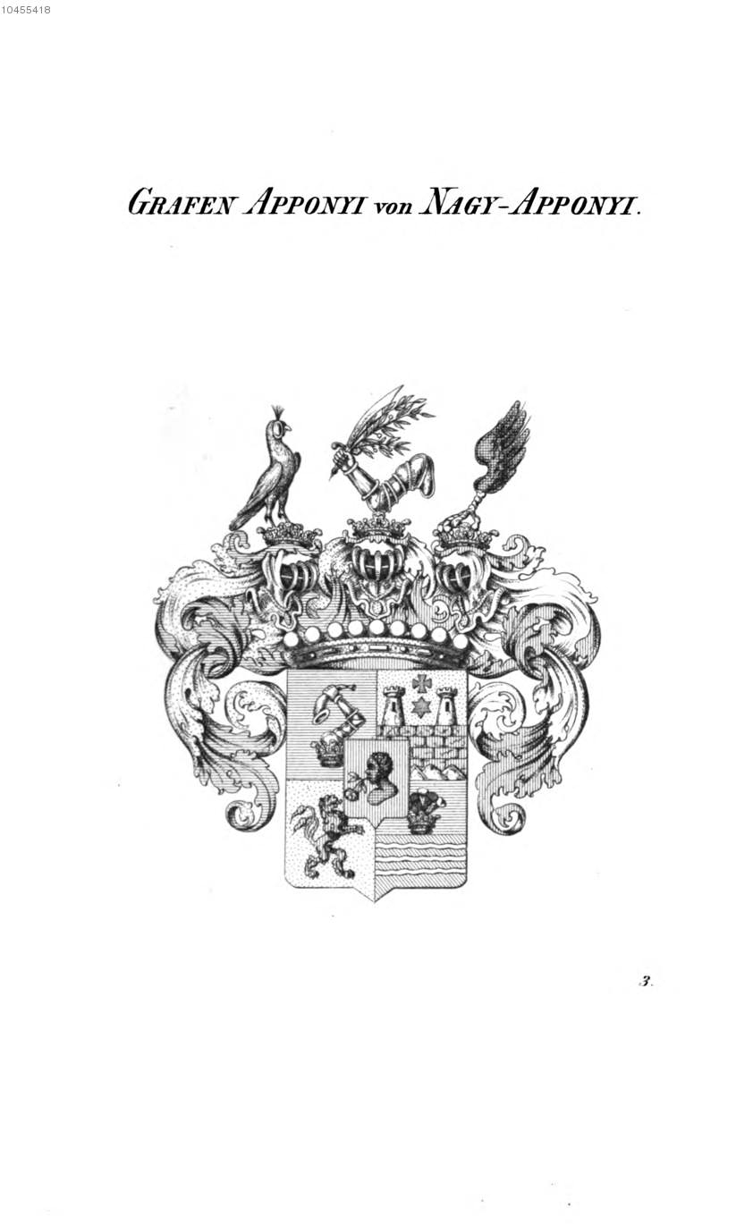 Apponyi von Nagy Apponyi — Tyroff オーストリア君主国紋章集の原図