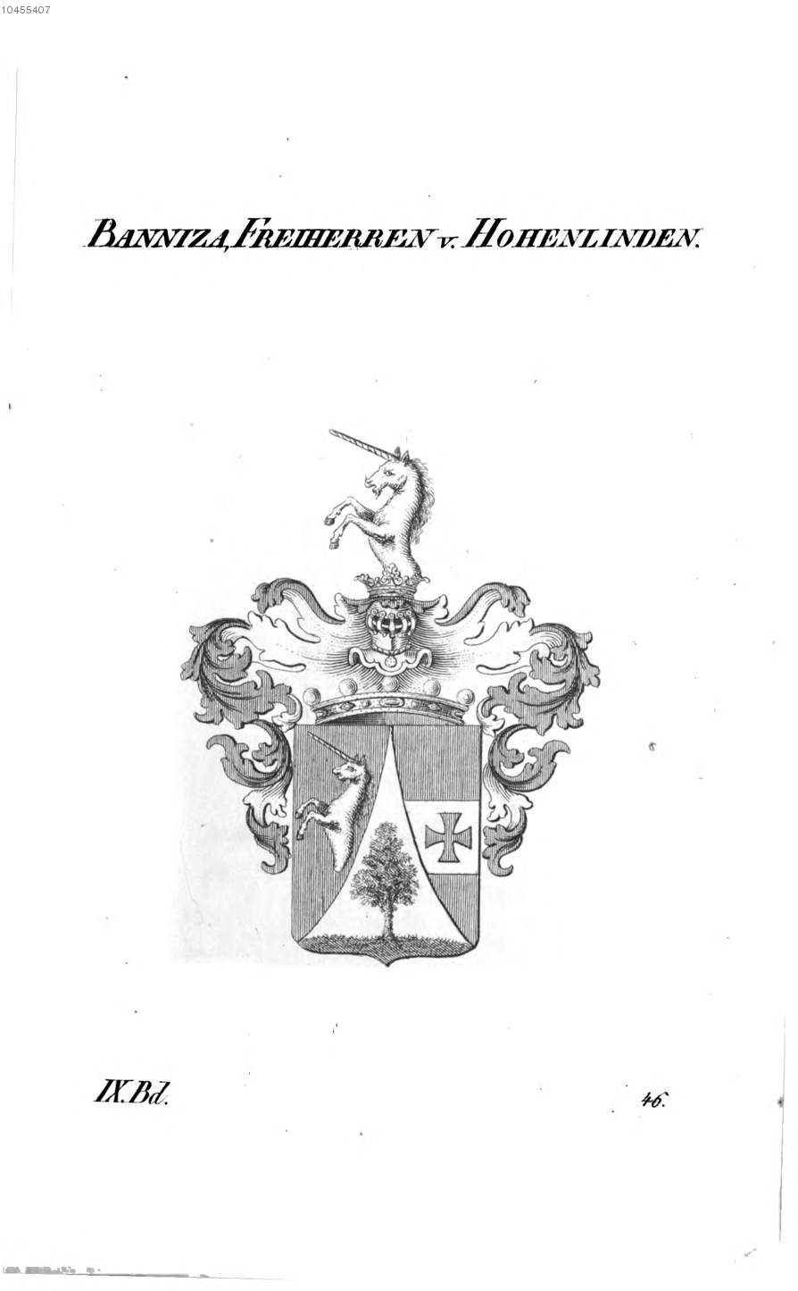 Banniza Hohenlinden — Tyroff オーストリア君主国紋章集の原図