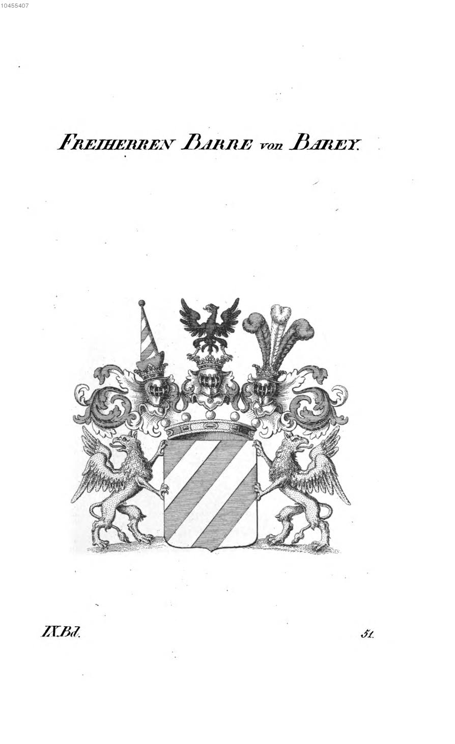 Barre von Barey — Tyroff オーストリア君主国紋章集の原図