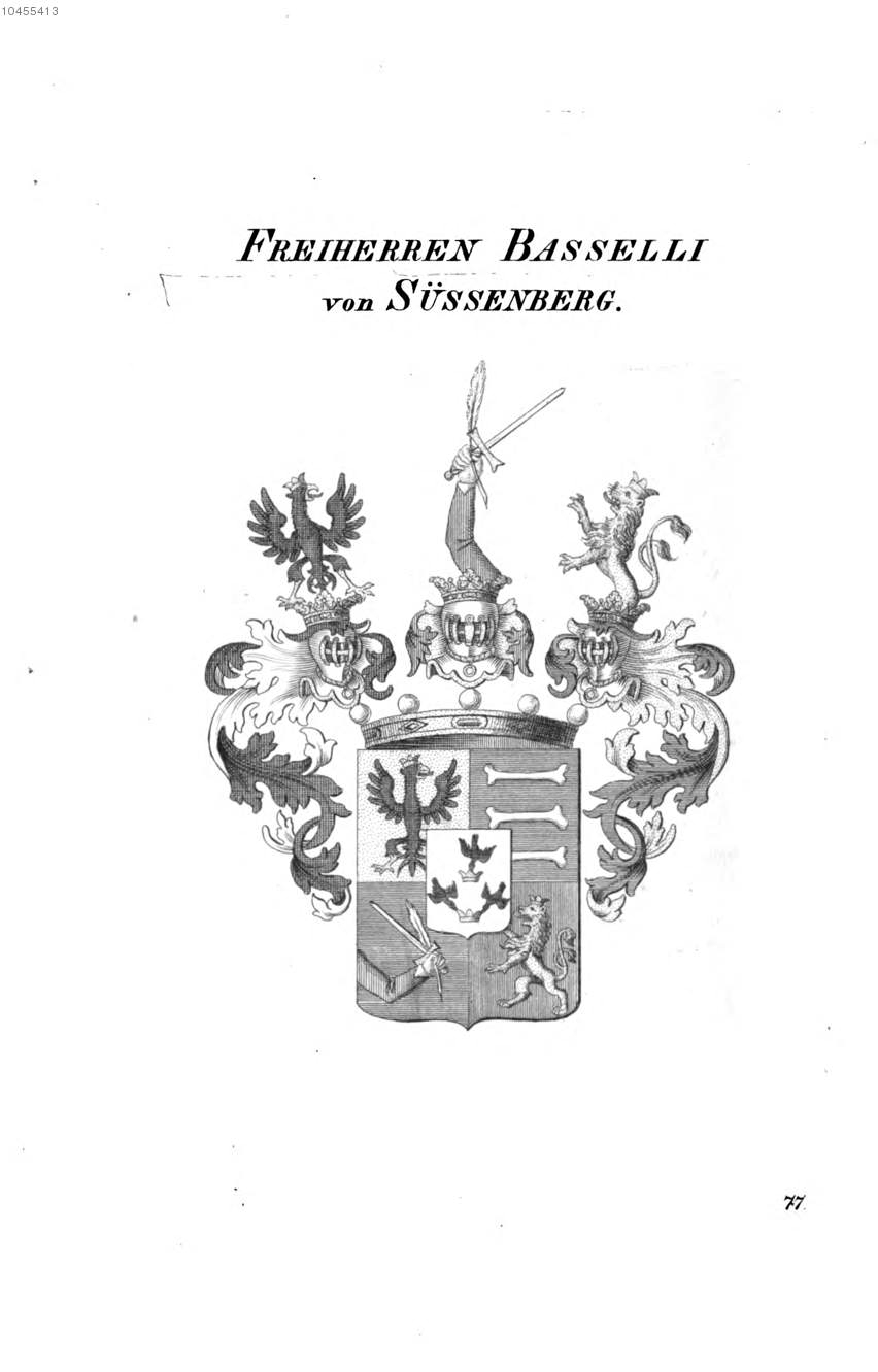 Basselli von Süssenberg — Tyroff オーストリア君主国紋章集の原図
