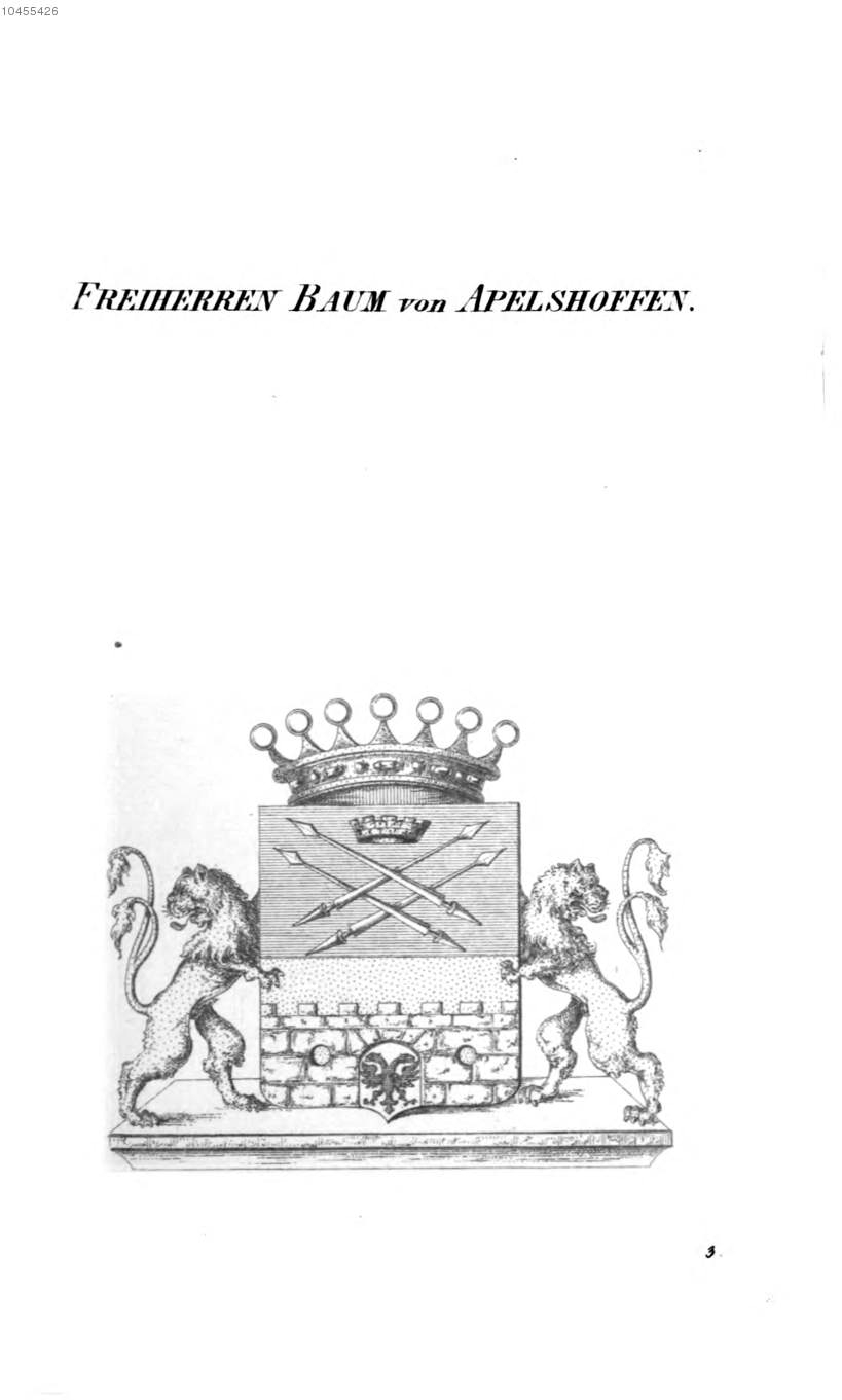 Baum von Apelshoffen — Tyroff オーストリア君主国紋章集の原図