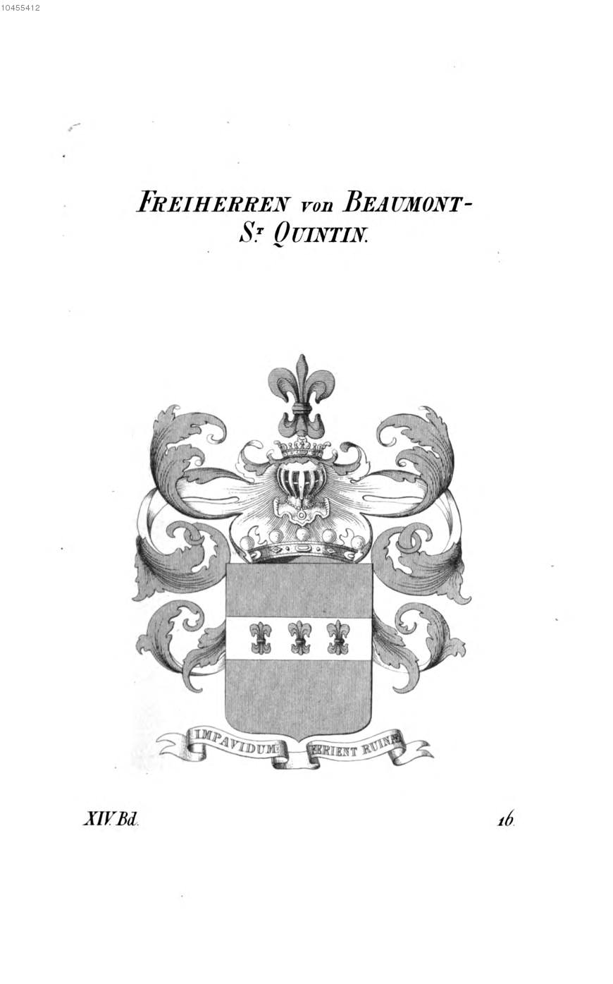 Beaumont St Quintin — Tyroff オーストリア君主国紋章集の原図