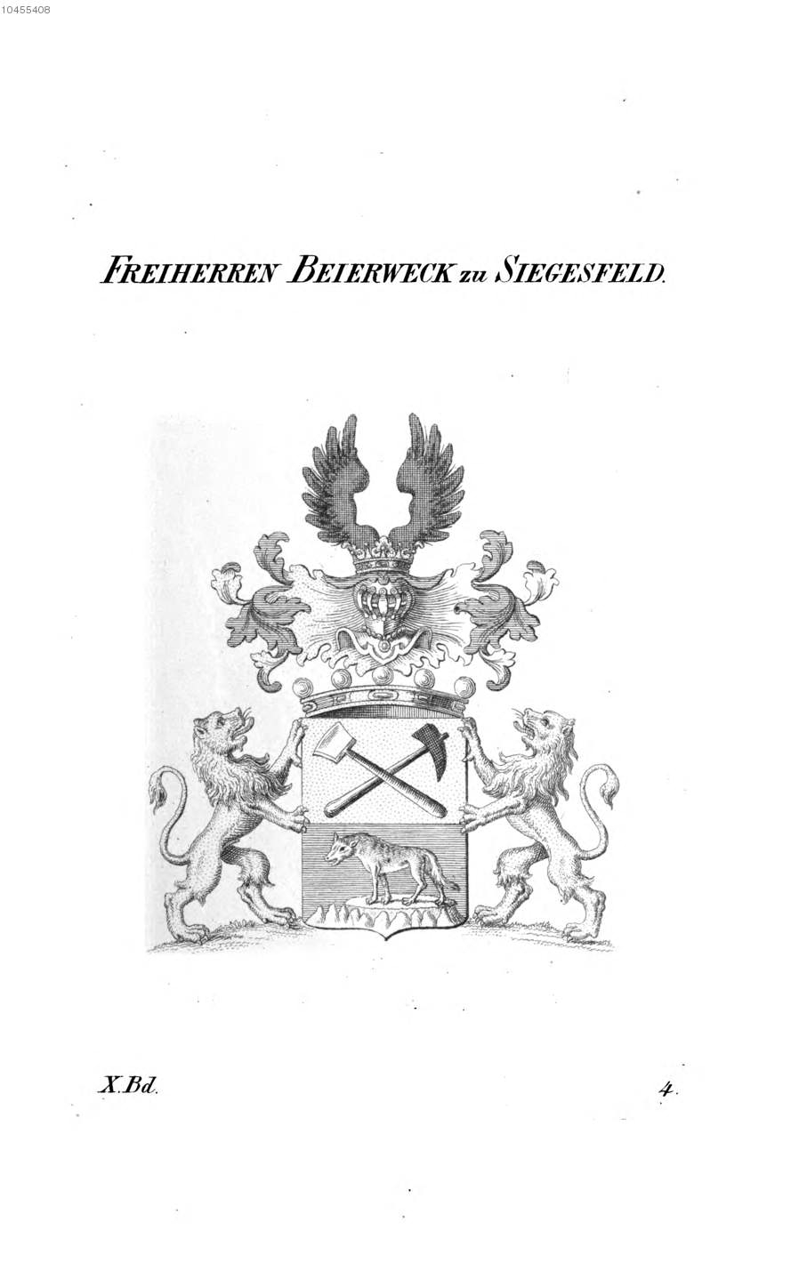 Beierweck zu Siegesfeld — Tyroff オーストリア君主国紋章集の原図