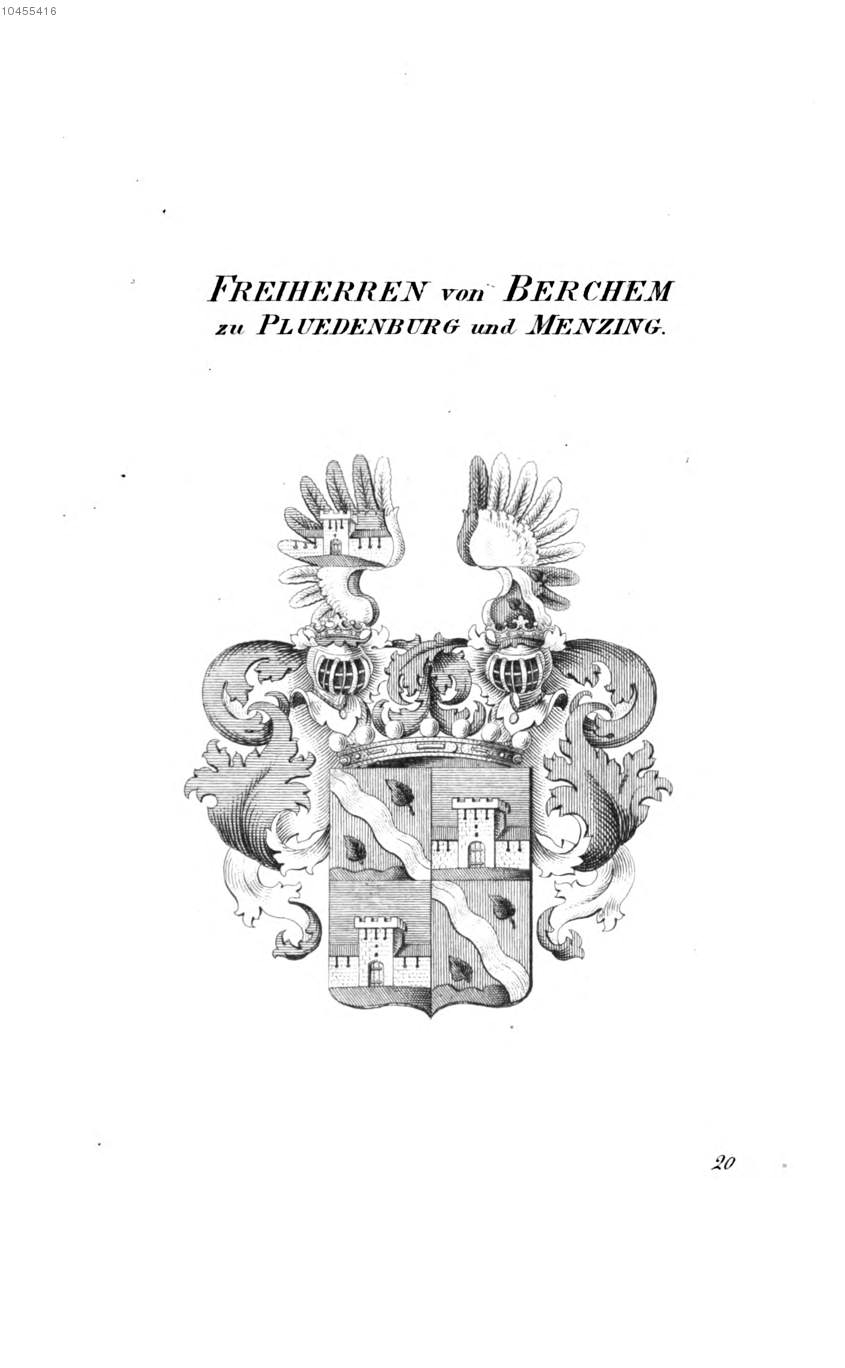 Berchem zu Pluedenburg und Menzing — Tyroff オーストリア君主国紋章集の原図