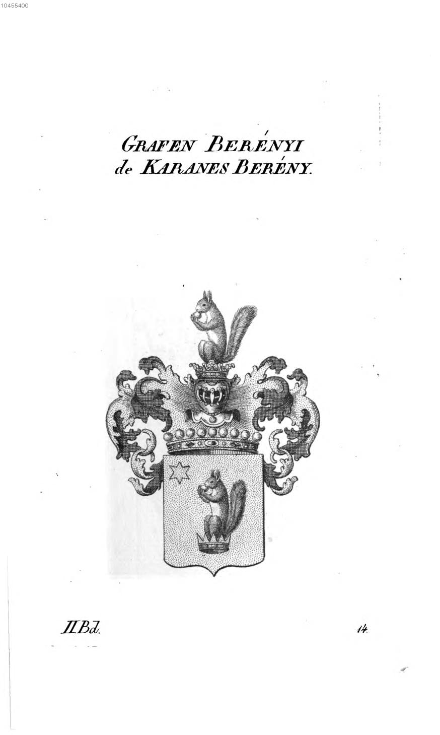 Berenyi de Karanes Bereny — Tyroff オーストリア君主国紋章集の原図
