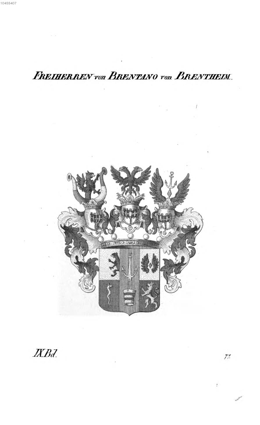 Brentano von Brentheim — Tyroff オーストリア君主国紋章集の原図