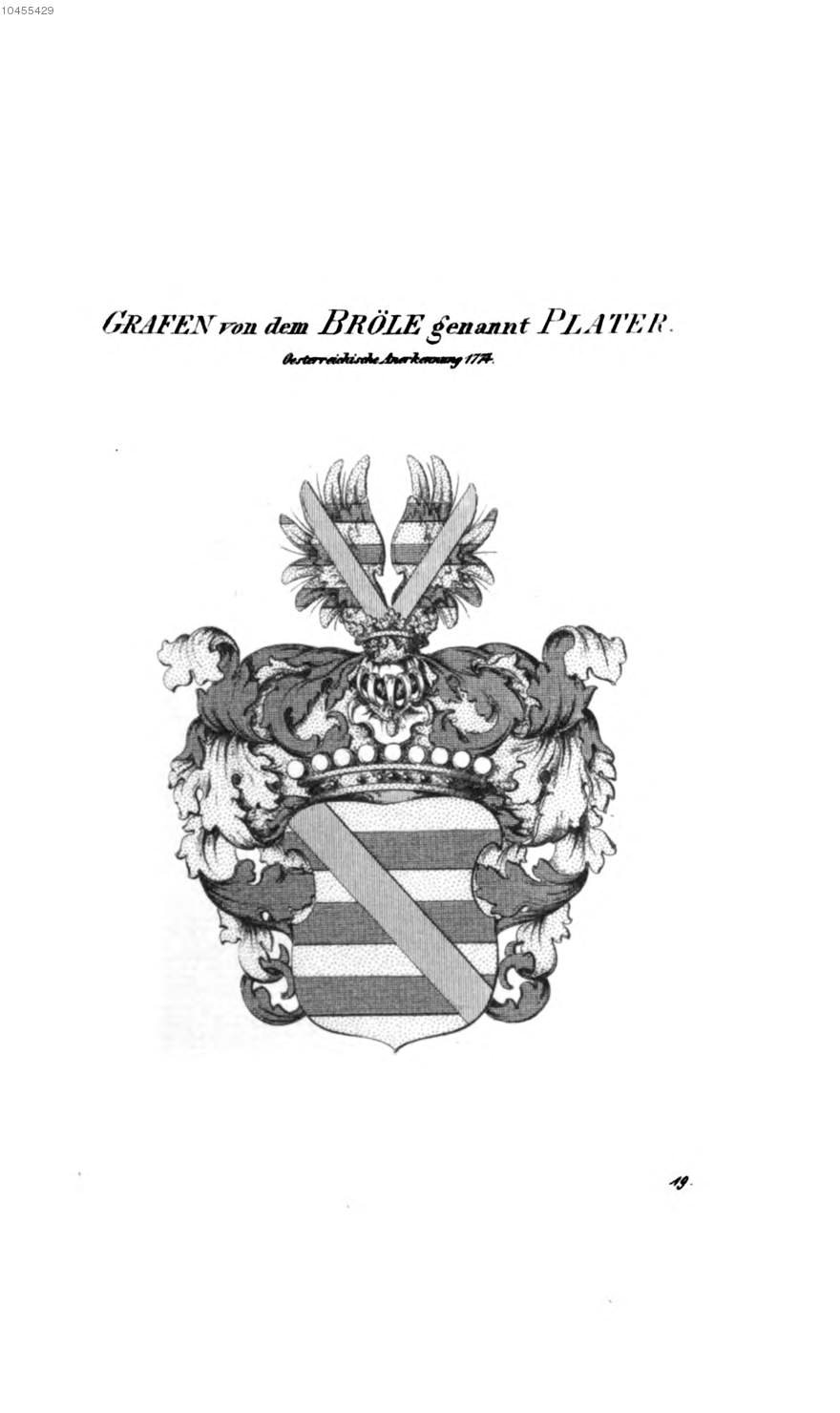 Bröle von D Bröle Gen Plater — Tyroff オーストリア君主国紋章集の原図