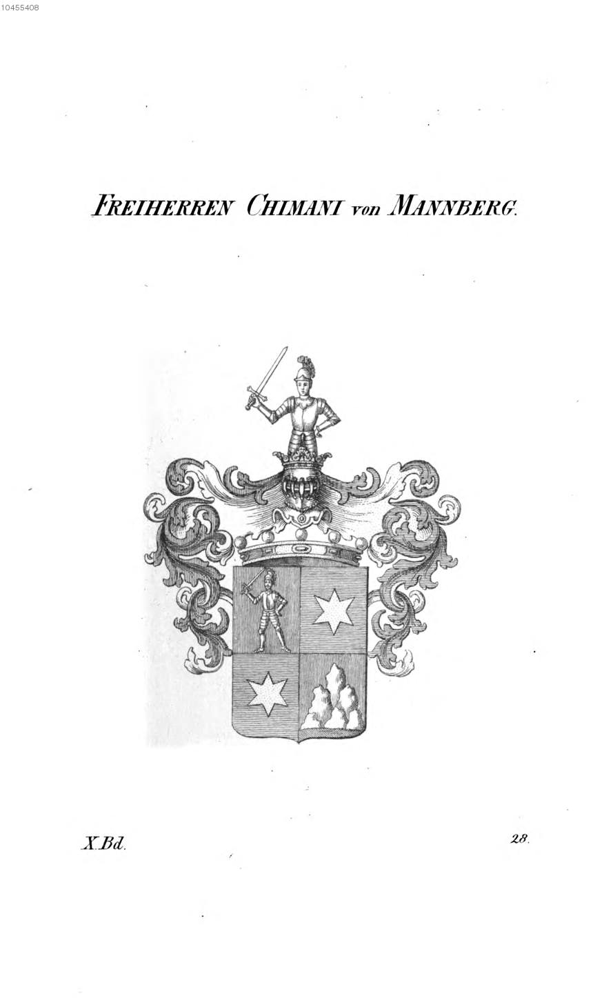 Chimani von Mannberg — Tyroff オーストリア君主国紋章集の原図