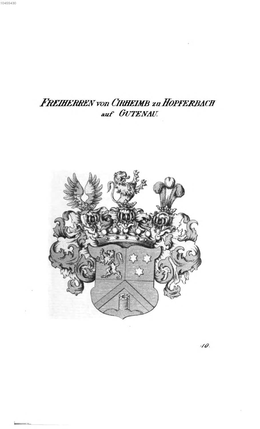 Cirheimb zu Hopferbach Auf Gutenau — Tyroff オーストリア君主国紋章集の原図
