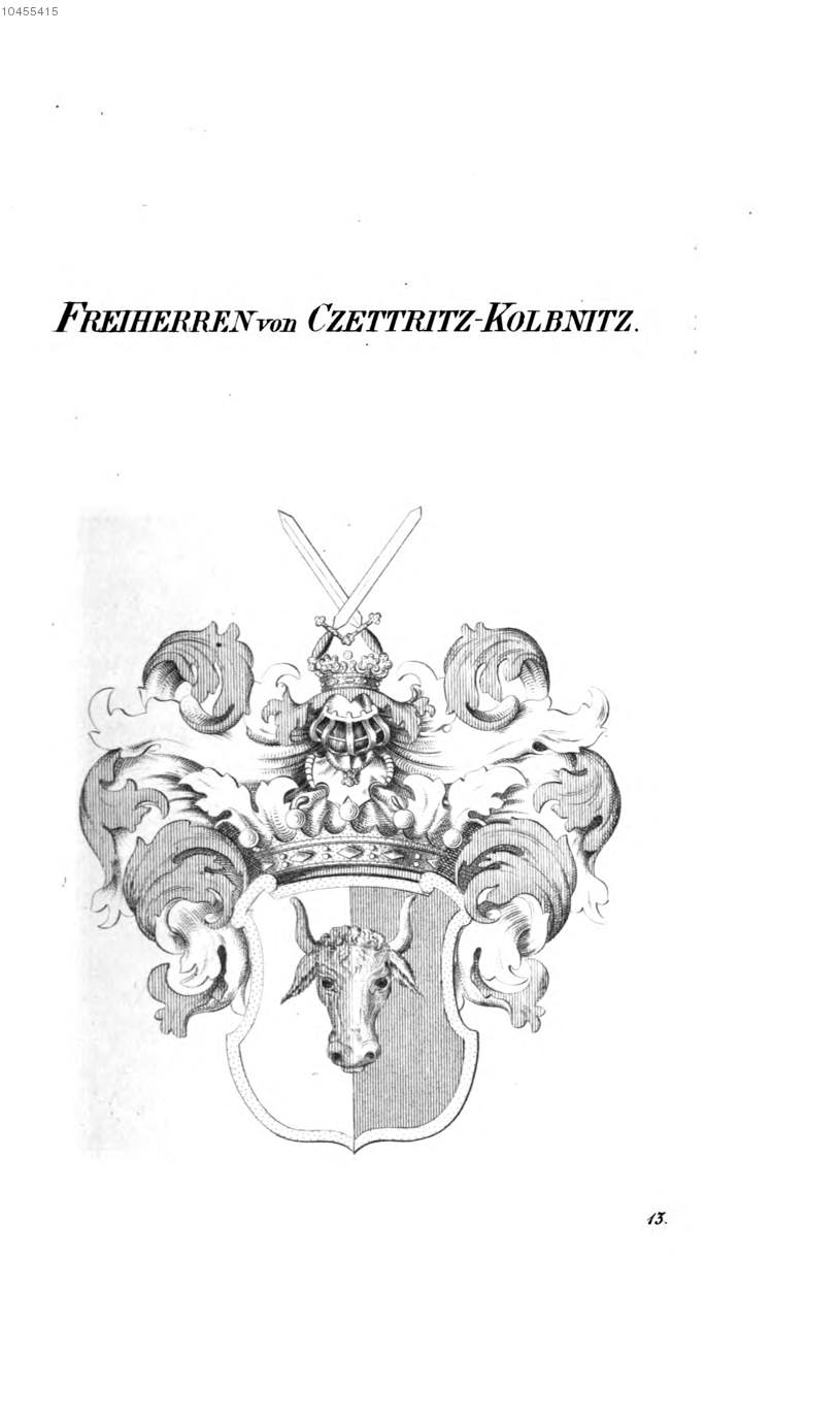 Czettritz Kolbnitz — Tyroff オーストリア君主国紋章集の原図