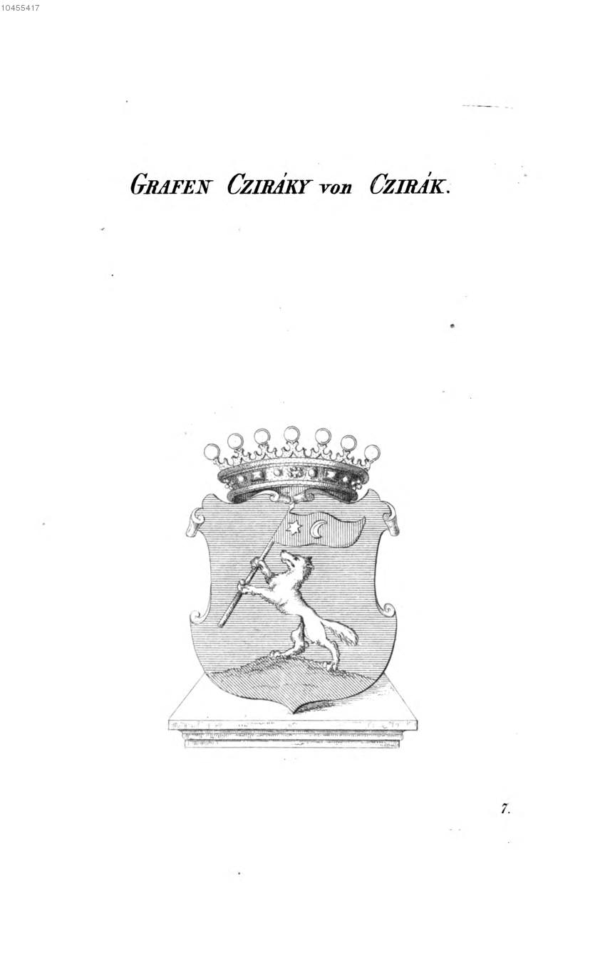 Cziraky von Czirak — Tyroff オーストリア君主国紋章集の原図