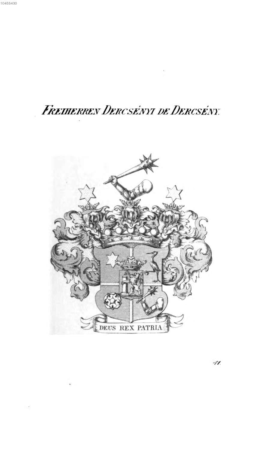 Dercsenyi de der cseny — Tyroff オーストリア君主国紋章集の原図