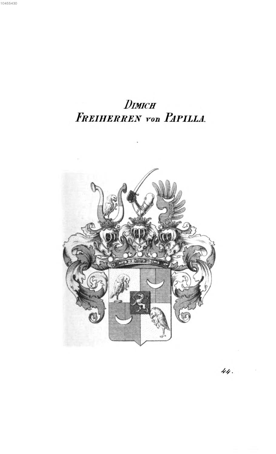 Dimich von Papilla — Tyroff オーストリア君主国紋章集の原図