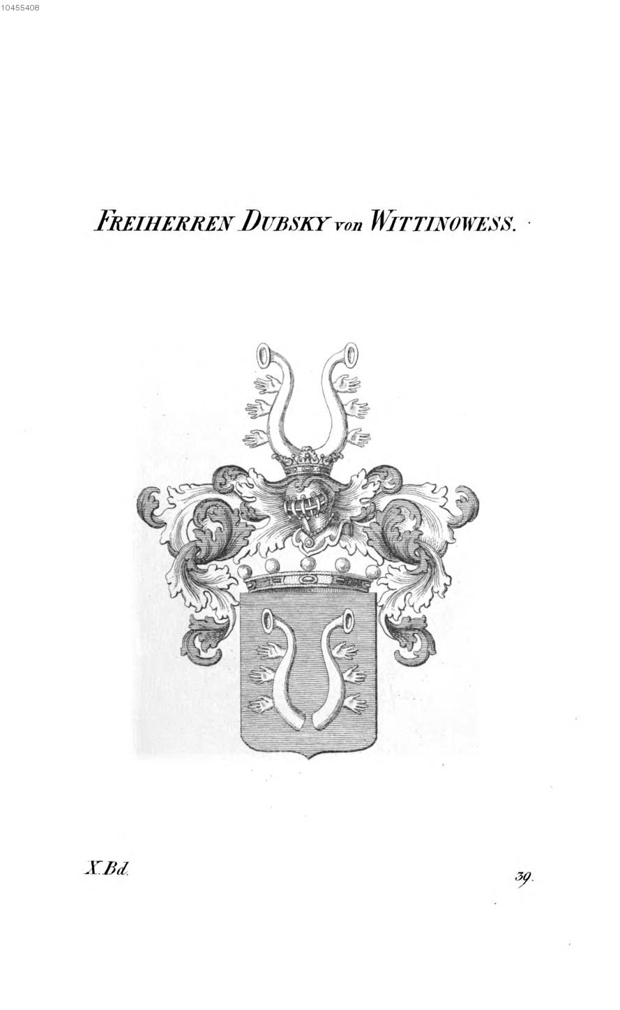 Dubsky von Wittinowess — Tyroff オーストリア君主国紋章集の原図