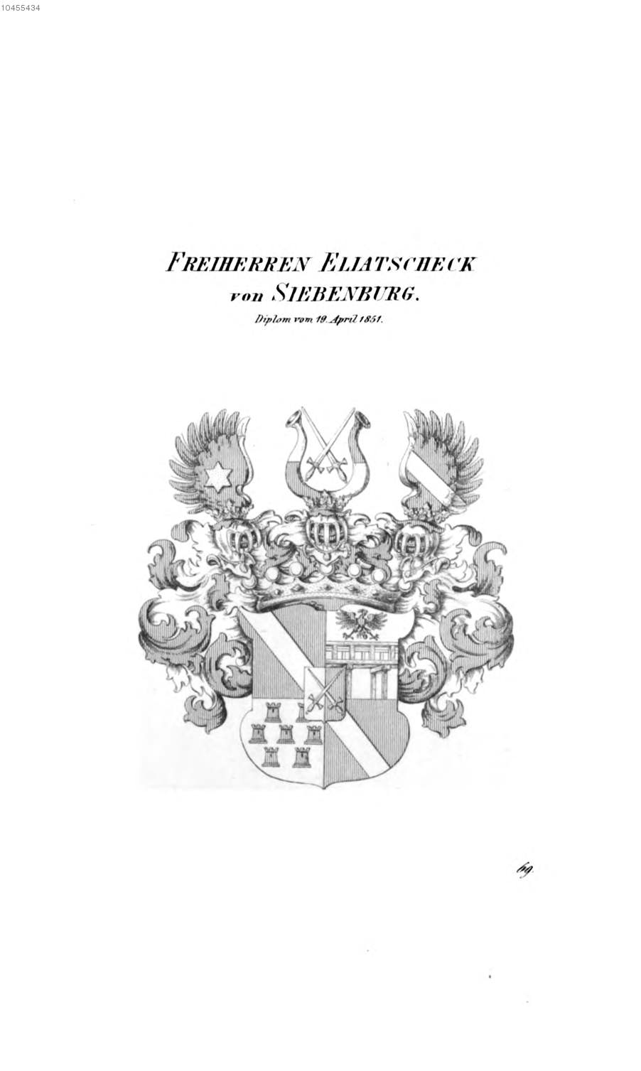 Eliatscheck von Siebenburg — Tyroff オーストリア君主国紋章集の原図