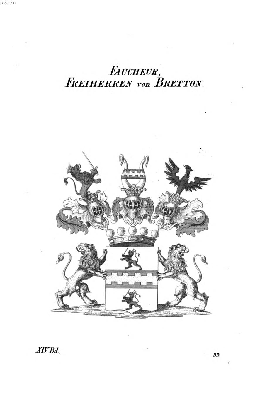 Faucheur von Bretton — Tyroff オーストリア君主国紋章集の原図