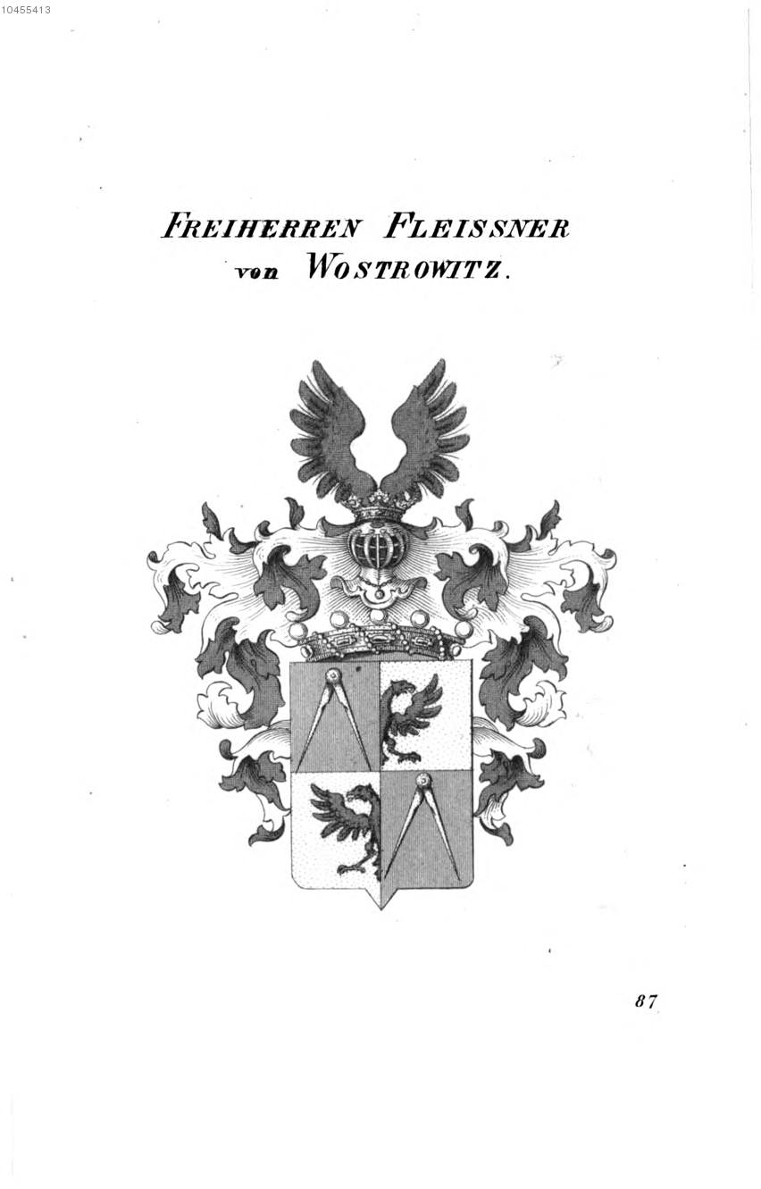 Fleissner von Wostrowitz — Tyroff オーストリア君主国紋章集の原図