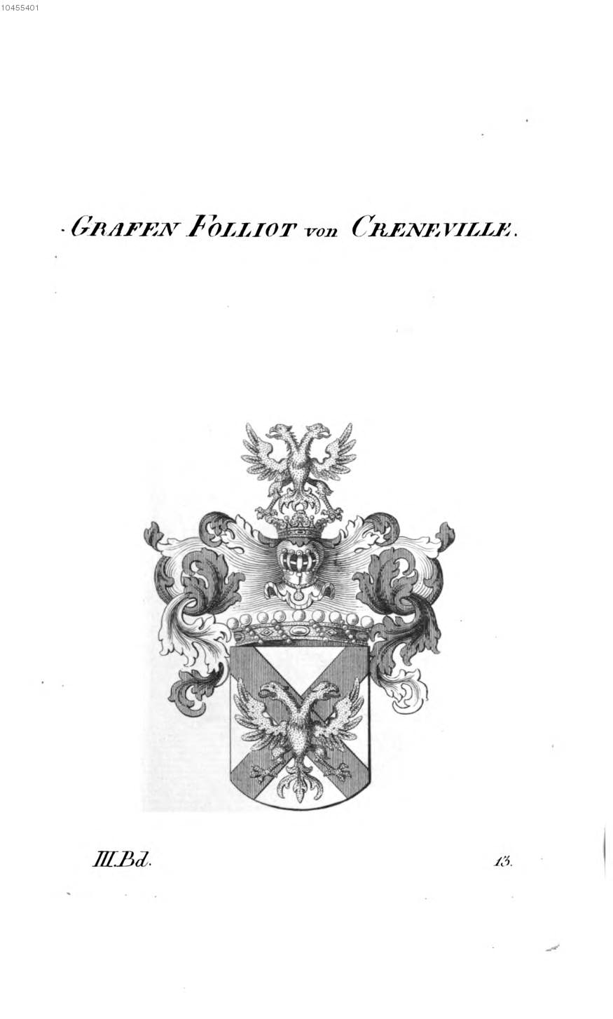 Folliot von Creneville — Tyroff オーストリア君主国紋章集の原図