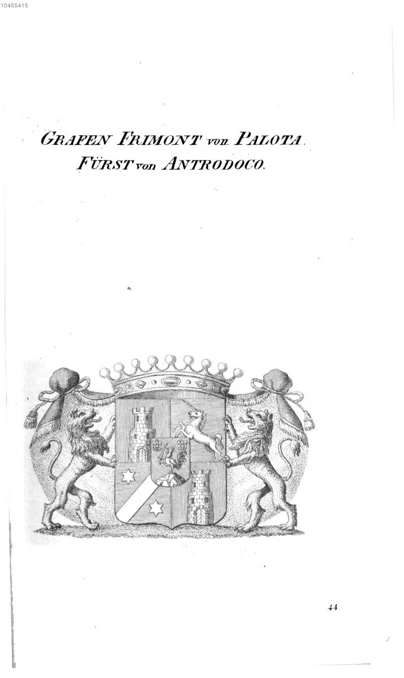 Frimont von Palota Fürst von Antrodoco — Tyroff オーストリア君主国紋章集の原図