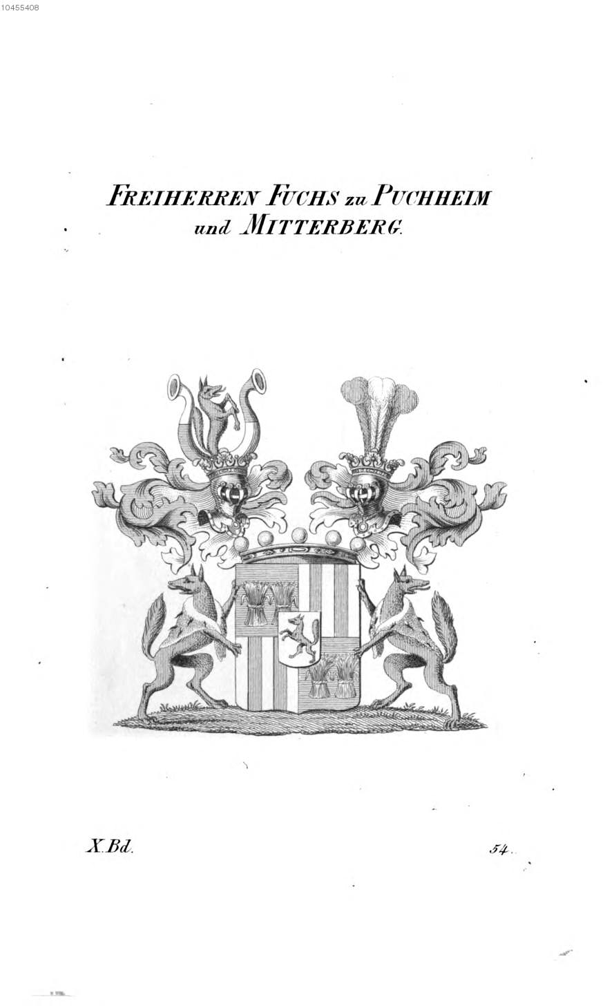 Fuchs von Puchheim und Mitterberg — Tyroff オーストリア君主国紋章集の原図