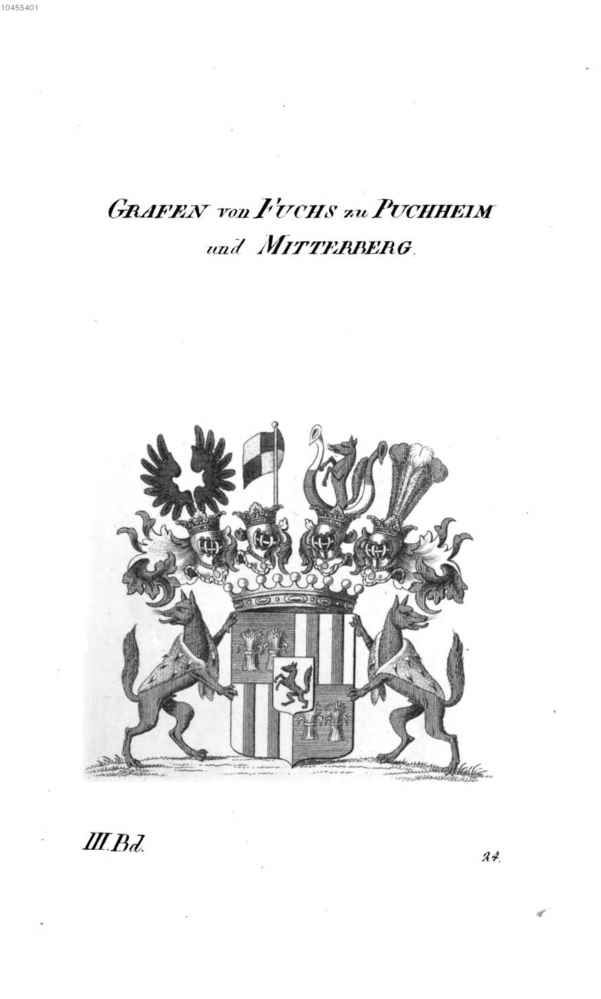 Fuchs zu Puchheim und Mitterberg — Tyroff オーストリア君主国紋章集の原図