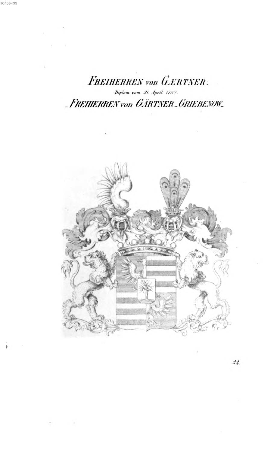 Gaertner Gärtner Griebenow — Tyroff オーストリア君主国紋章集の原図