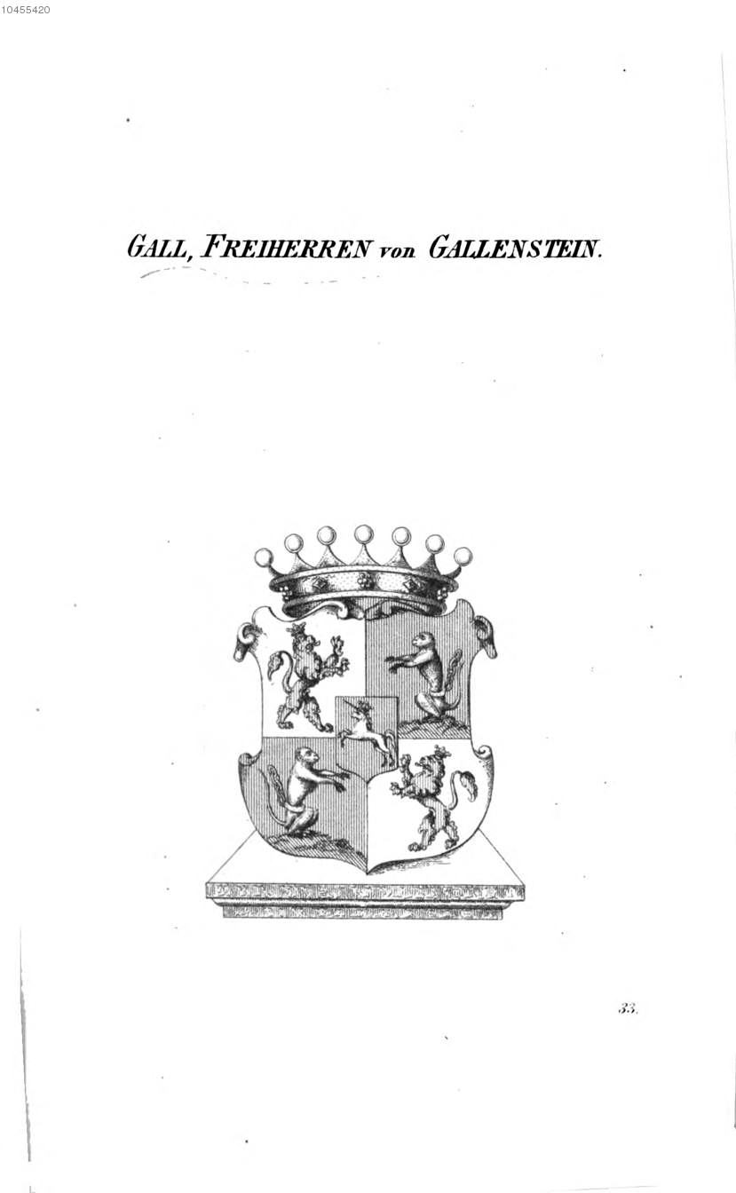 Gall von Gallenstein — Tyroff オーストリア君主国紋章集の原図