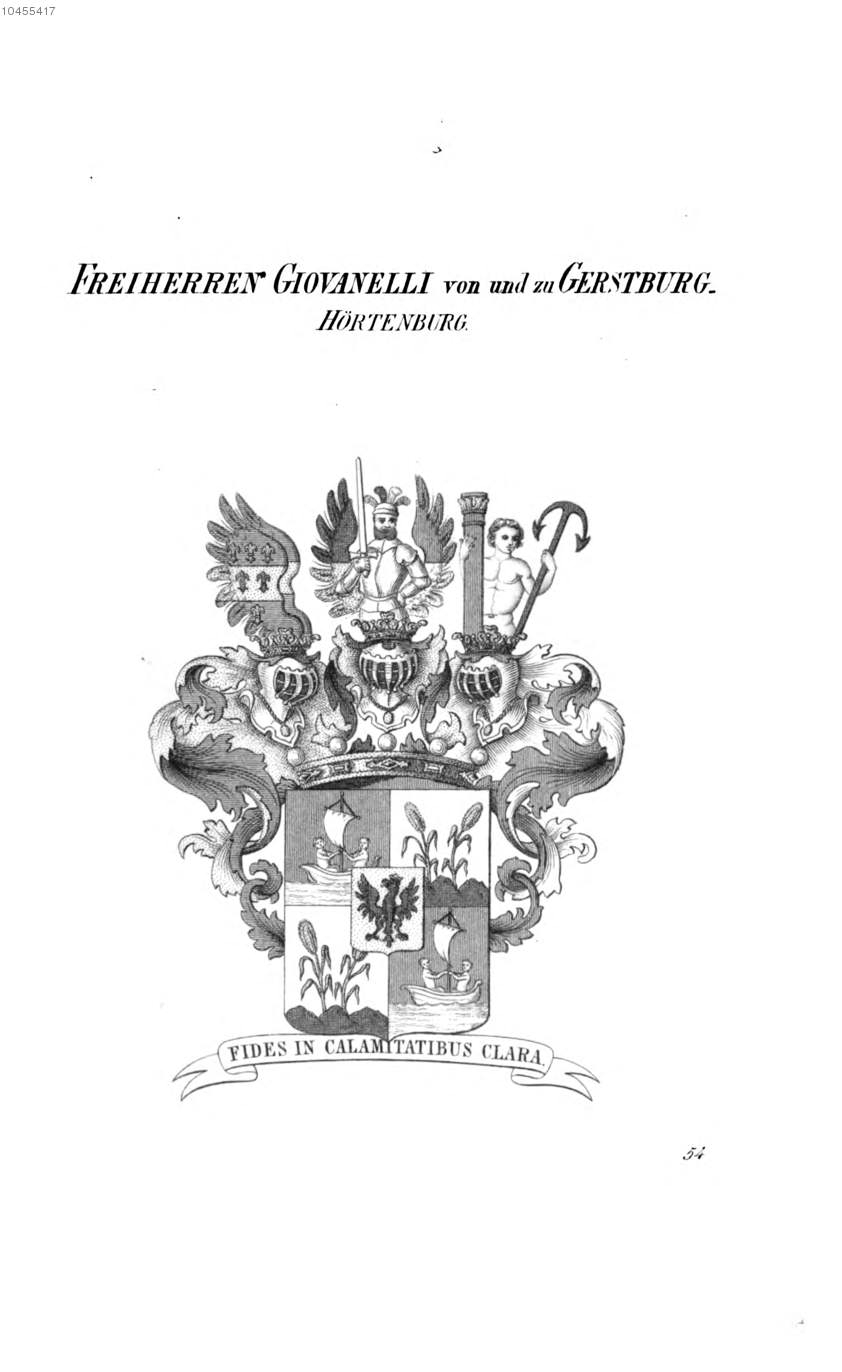 Giovanelli V und Z Gerstburg Hörtenburg — Tyroff オーストリア君主国紋章集の原図