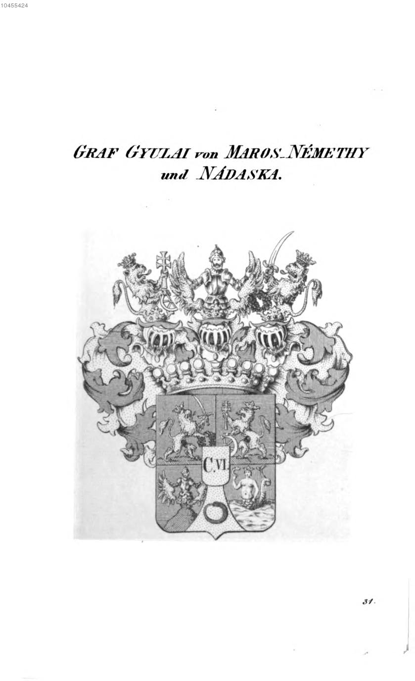 Gyulai von Maros Nemethy und Nadaska — Tyroff オーストリア君主国紋章集の原図