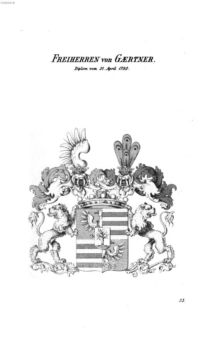 Gärtner Gaertner — Tyroff オーストリア君主国紋章集の原図
