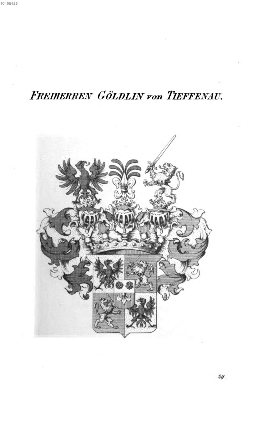 Göldlin von Tieffenau — Tyroff オーストリア君主国紋章集の原図