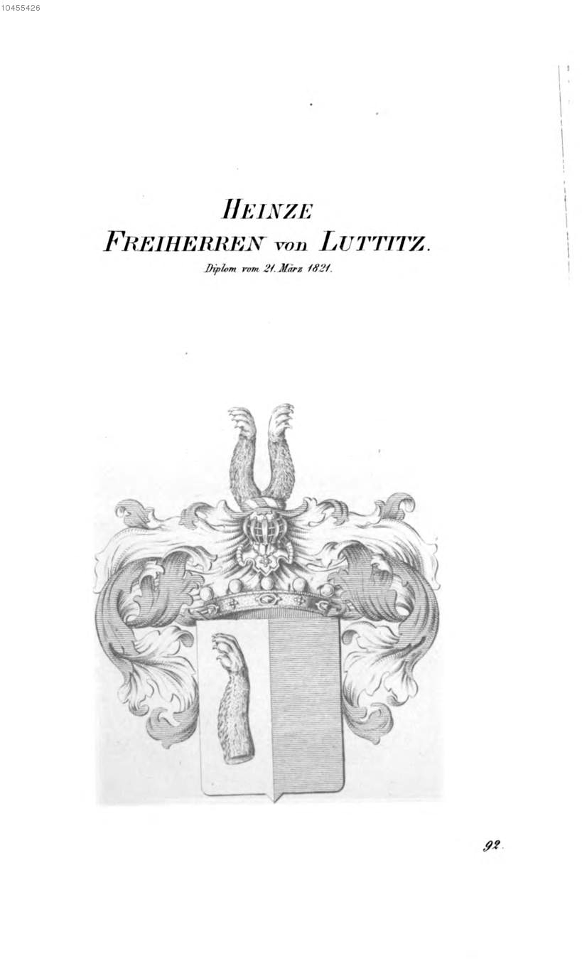 Heinze von Luttitz — Tyroff オーストリア君主国紋章集の原図