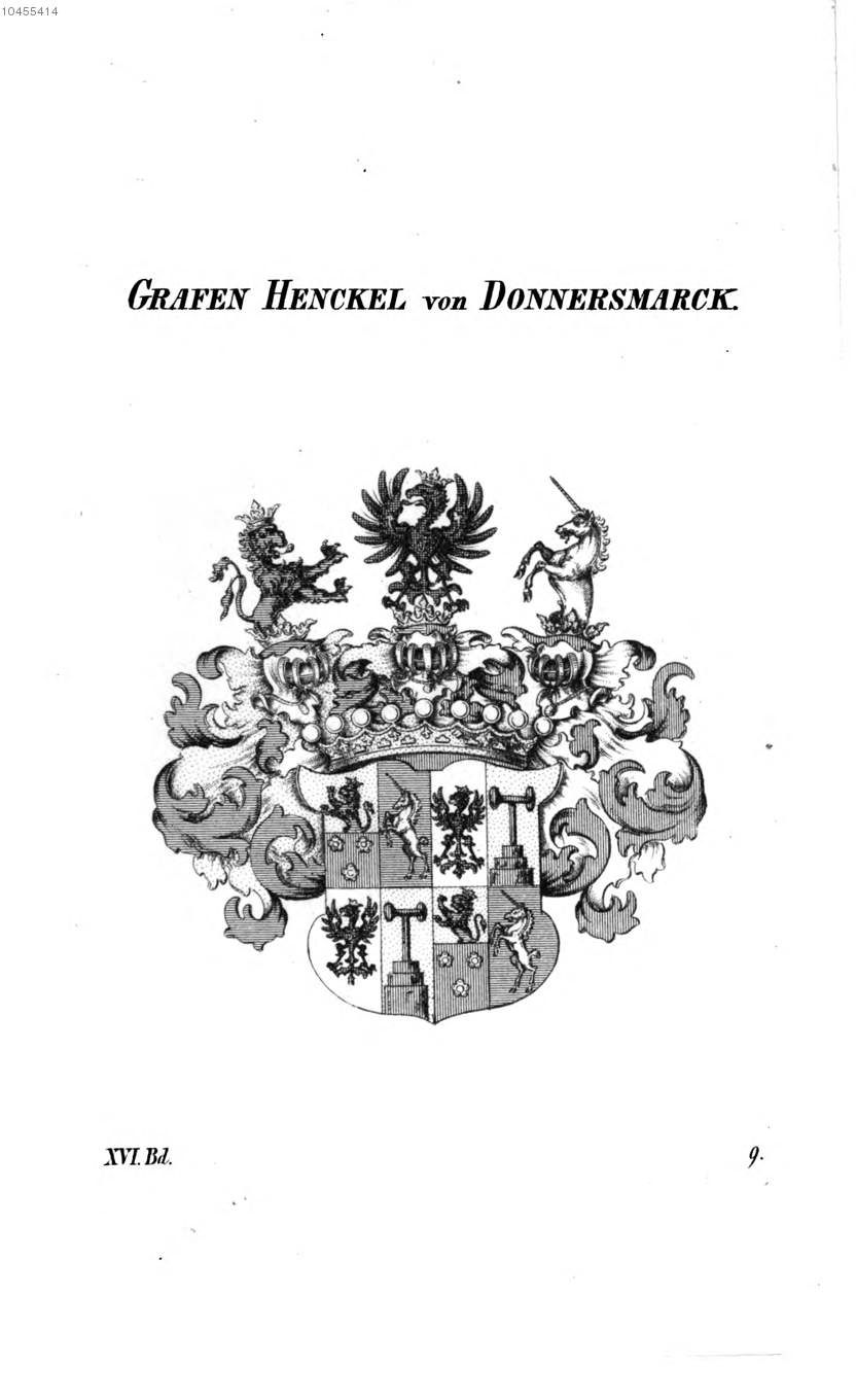 Henckel von Donnersmarck — Tyroff オーストリア君主国紋章集の原図