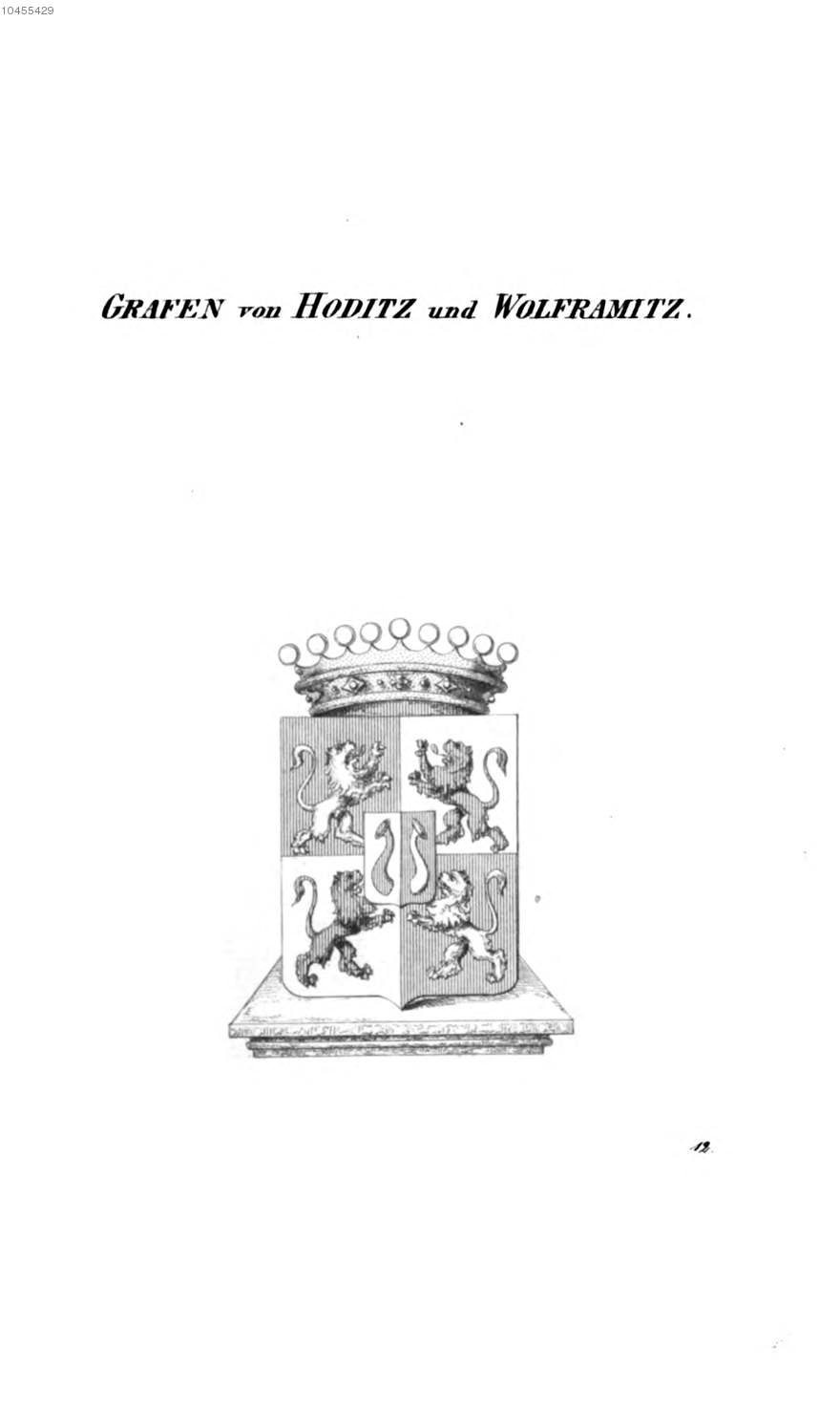 Hoditz und Wolframitz — Tyroff オーストリア君主国紋章集の原図