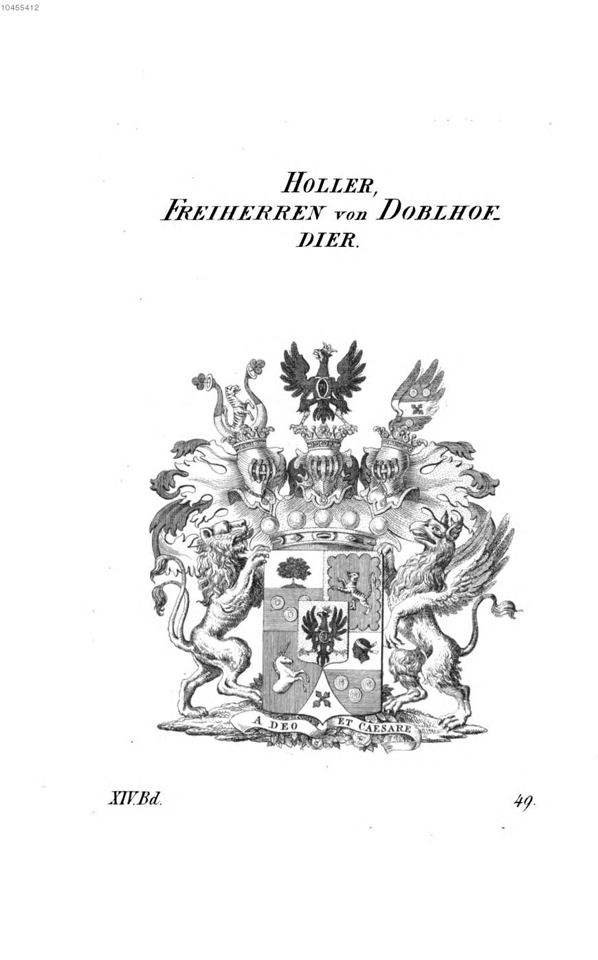 Holler von Doblhof Dier — Tyroff オーストリア君主国紋章集の原図