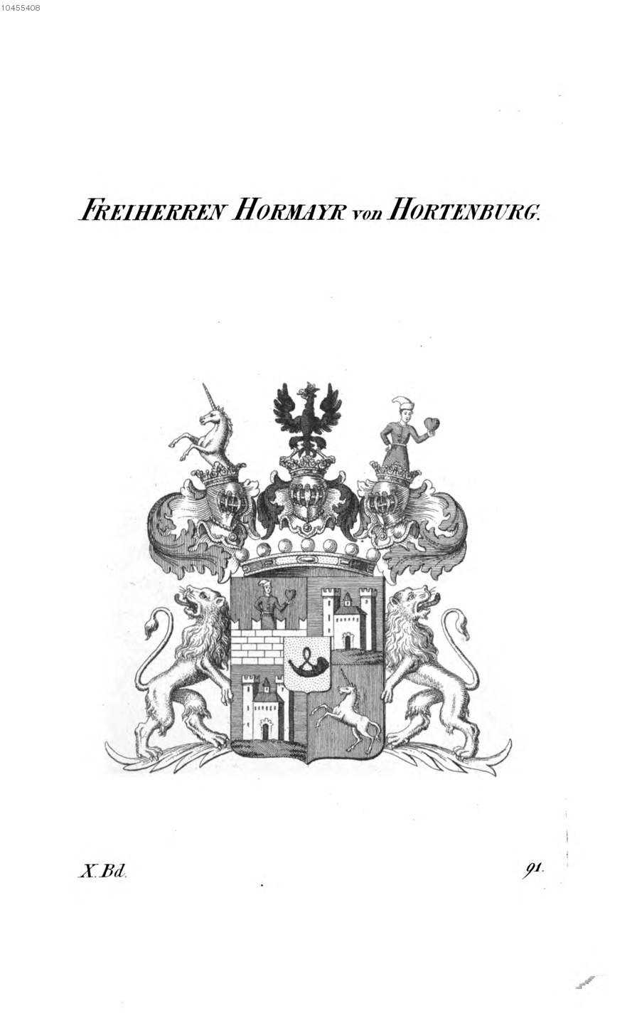 Hormayr von Hortenburg — Tyroff オーストリア君主国紋章集の原図
