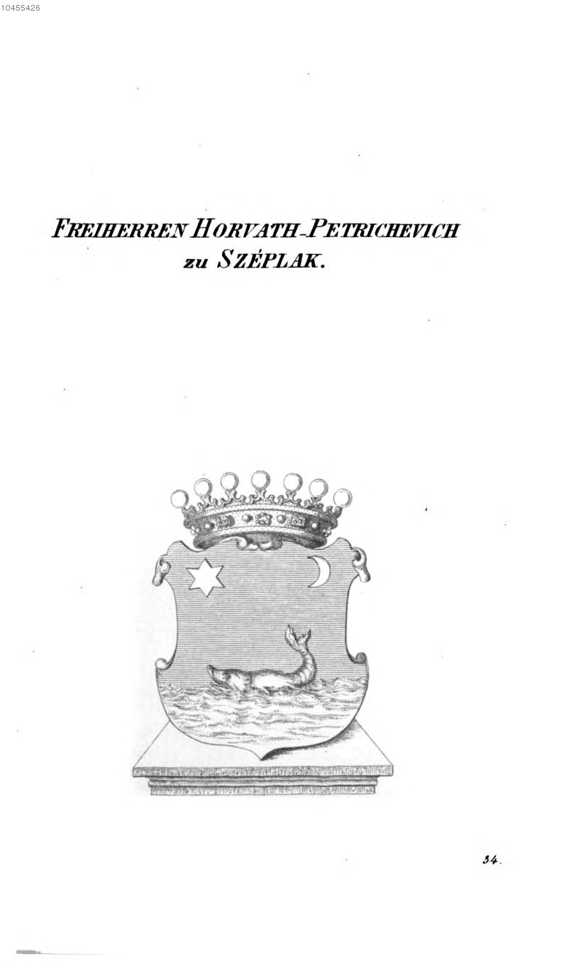 Horvath Petrichevich zu Szeplak — Tyroff オーストリア君主国紋章集の原図