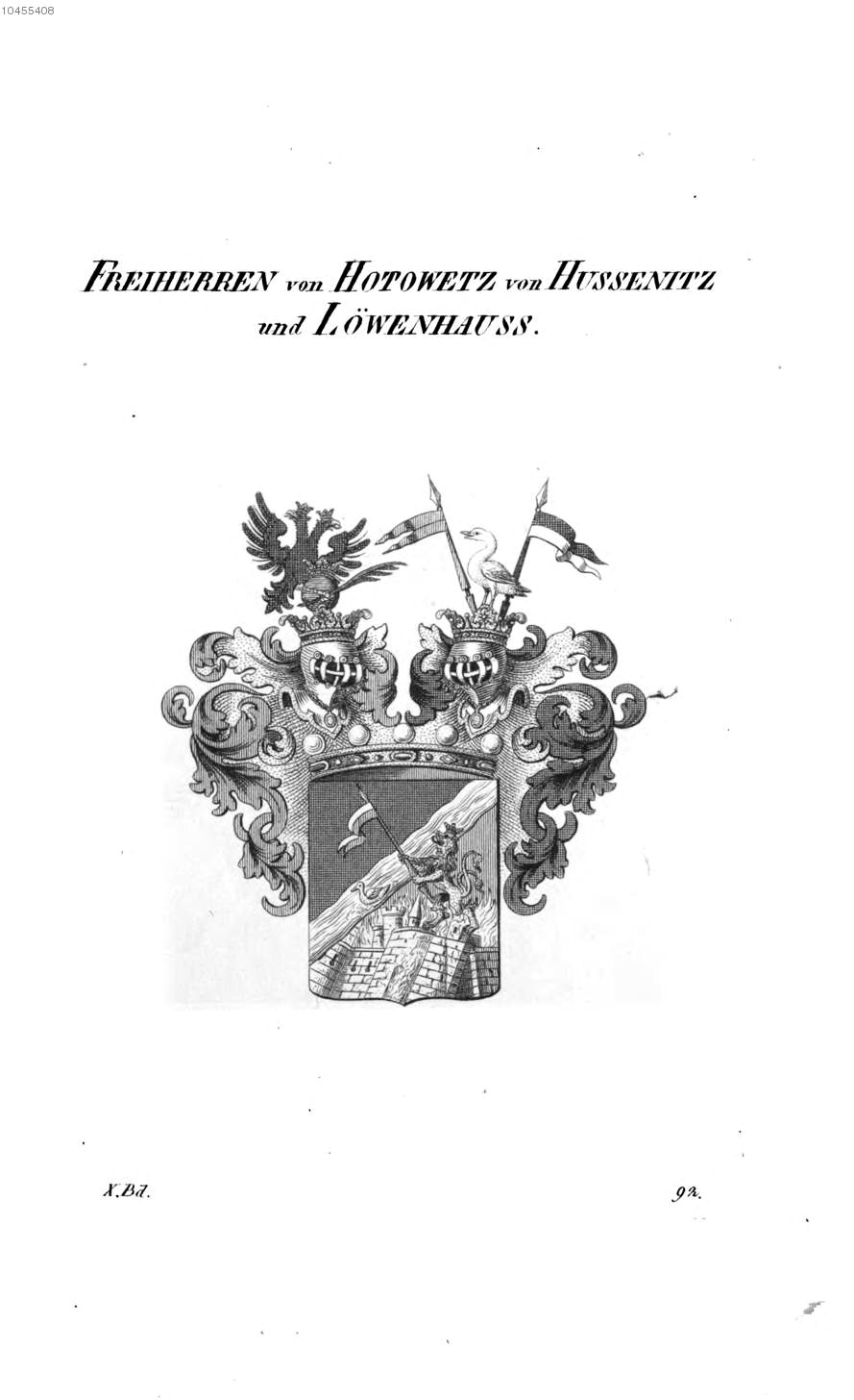 Hotowetz von Hussenitz und Löwenhauss — Tyroff オーストリア君主国紋章集の原図