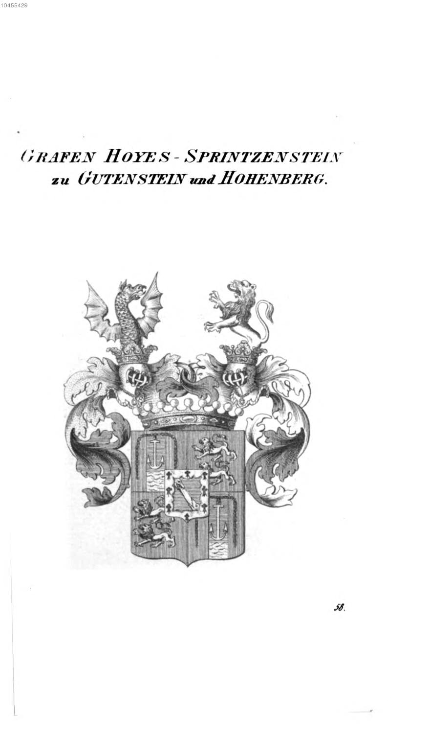Hoyes Sprintzenstein zu Gutenstein und Hohenberg — Tyroff オーストリア君主国紋章集の原図