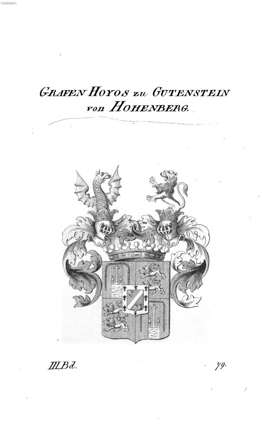 Hoyos zu Gutenstein von Hohenberg — Tyroff オーストリア君主国紋章集の原図