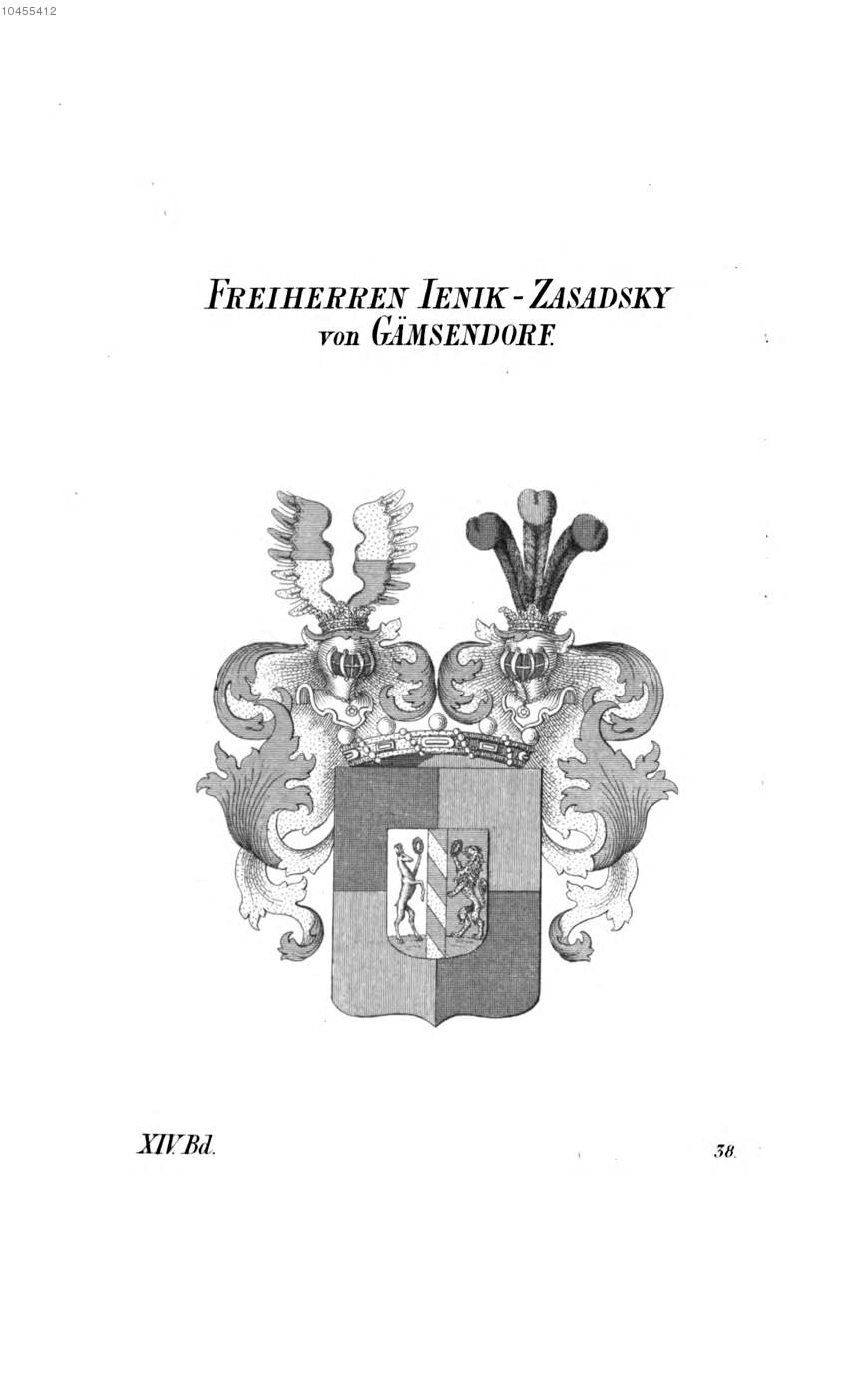 Jenik Zasadsky von Gämsendorf — Tyroff オーストリア君主国紋章集の原図