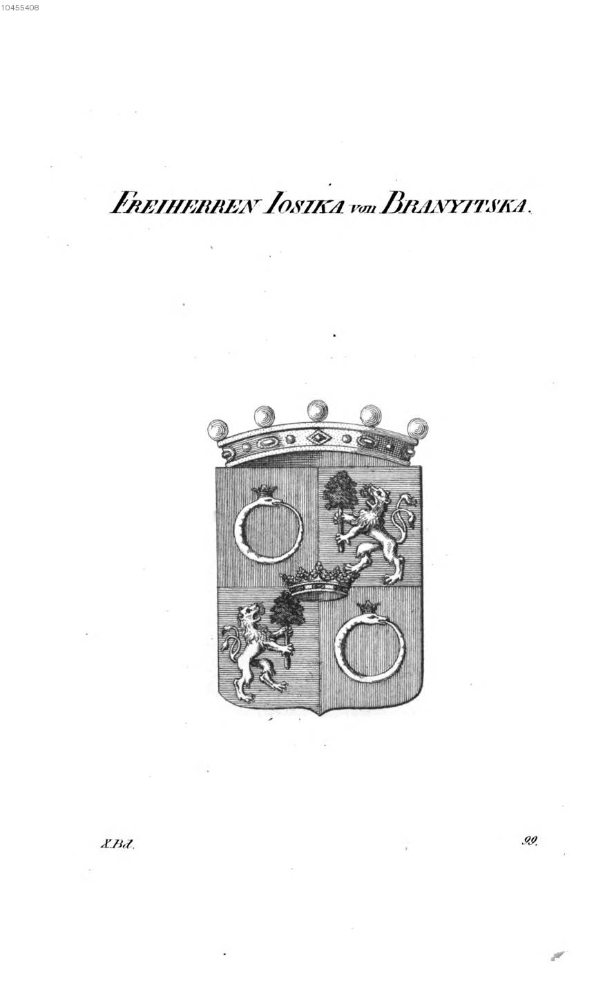 Josika von Branyitska — Tyroff オーストリア君主国紋章集の原図