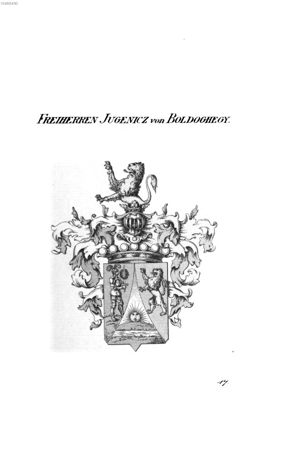 Jugenicz von Boldoghegy — Tyroff オーストリア君主国紋章集の原図
