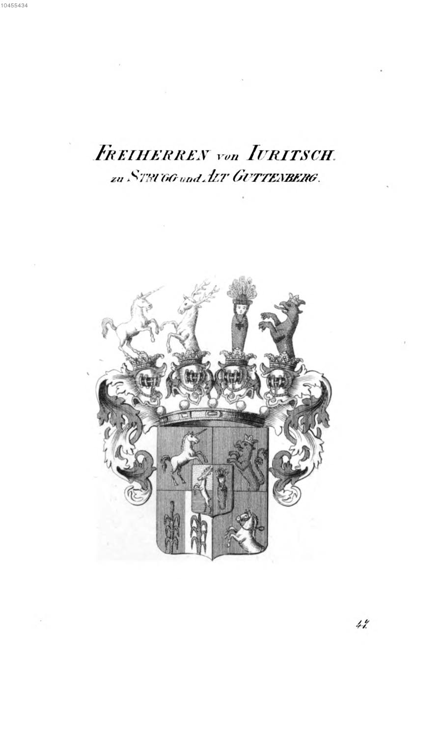 Juritsch zu Strugg und Alt Guttenberg — Tyroff オーストリア君主国紋章集の原図