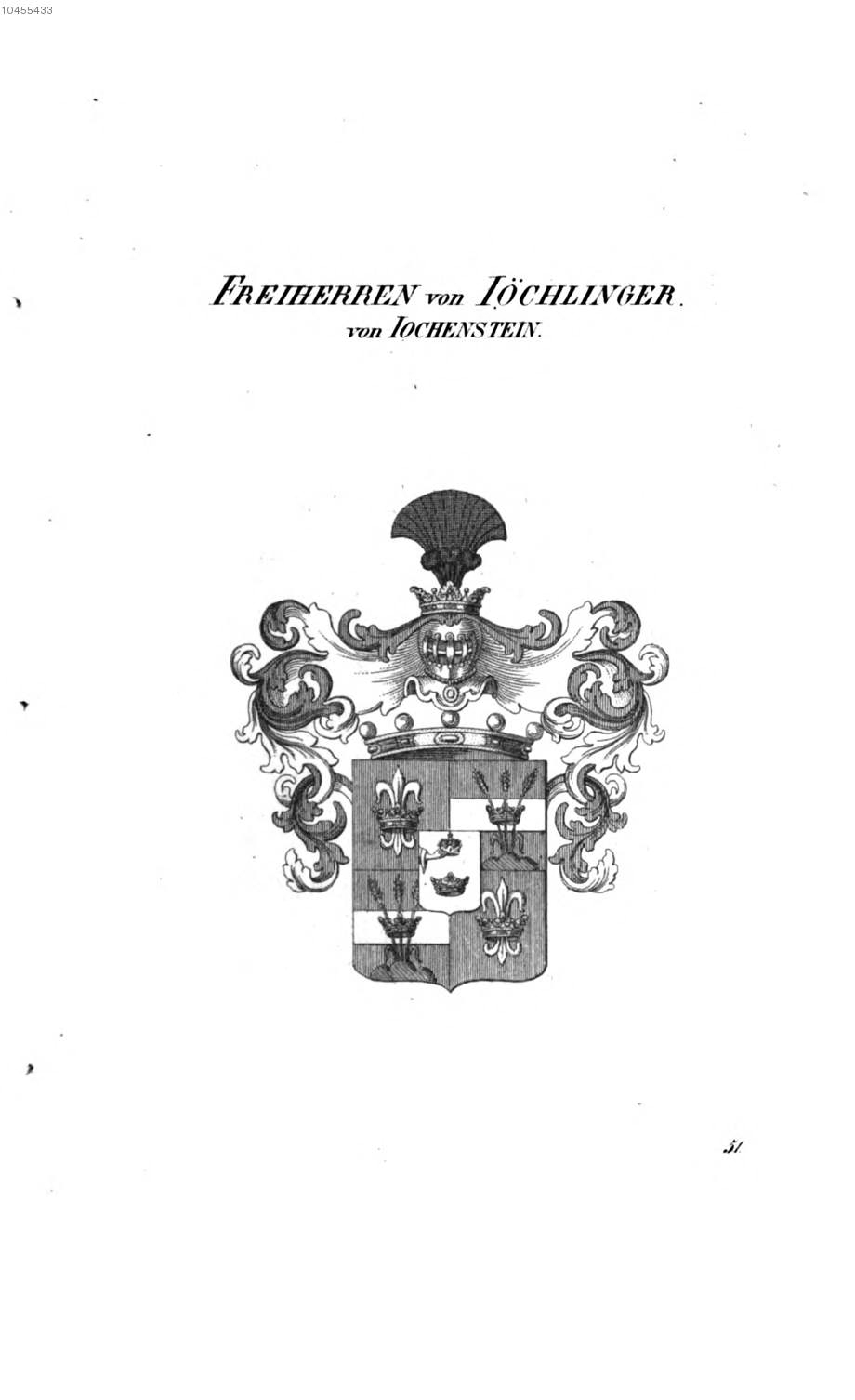 Jöchlinger von Jochenstein — Tyroff オーストリア君主国紋章集の原図