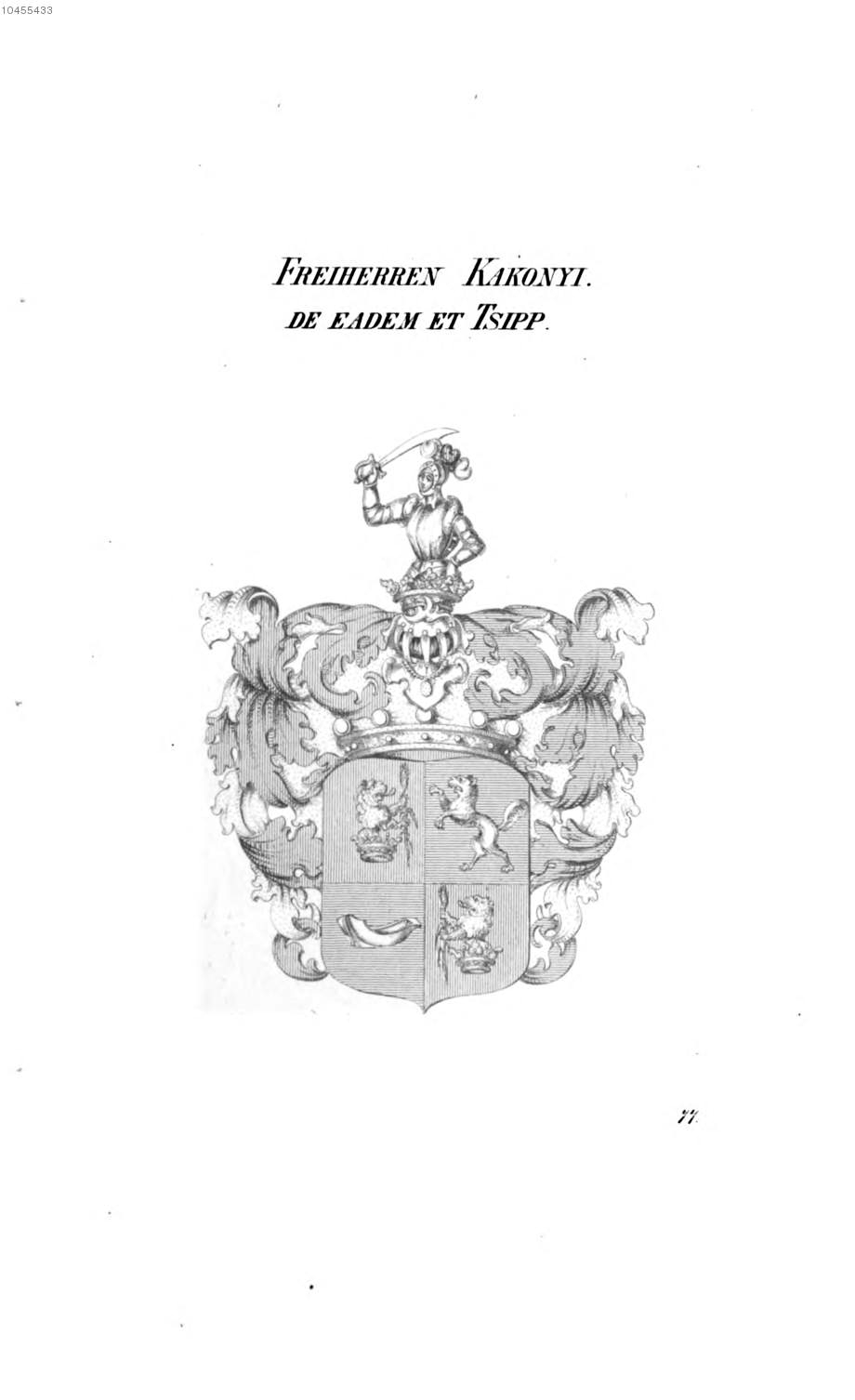Kakonyi de Eadem Et Tsipp — Tyroff オーストリア君主国紋章集の原図