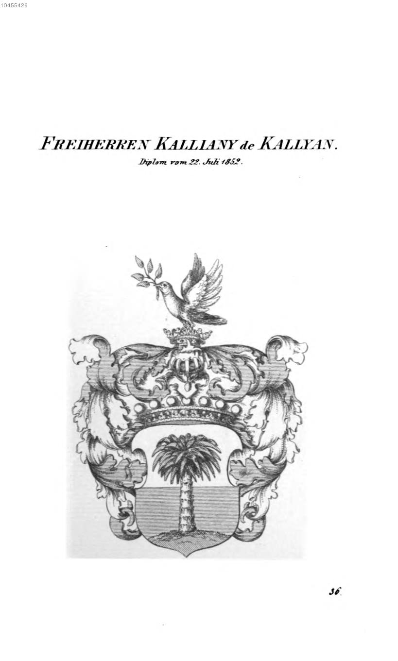 Kalliany de Kallyan — Tyroff オーストリア君主国紋章集の原図