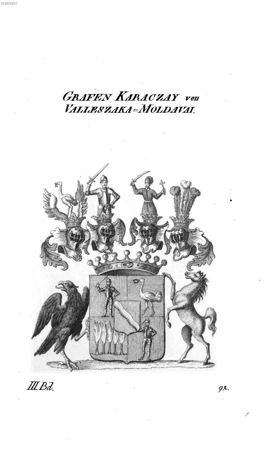 Karaczay von Valleszaka Moldavai — Tyroff オーストリア君主国紋章集の原図