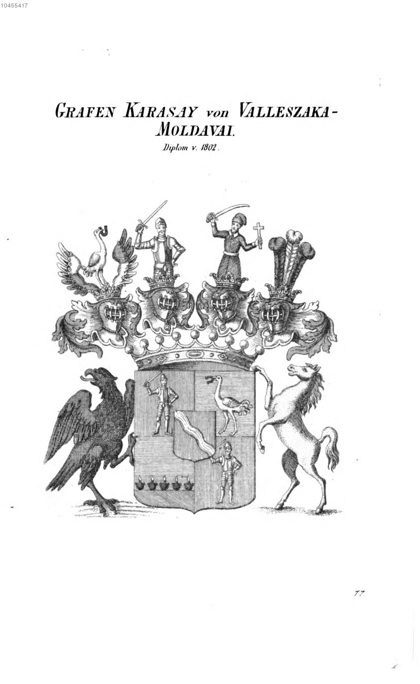 Karasay von Valleszaka Moldavai — Tyroff オーストリア君主国紋章集の原図